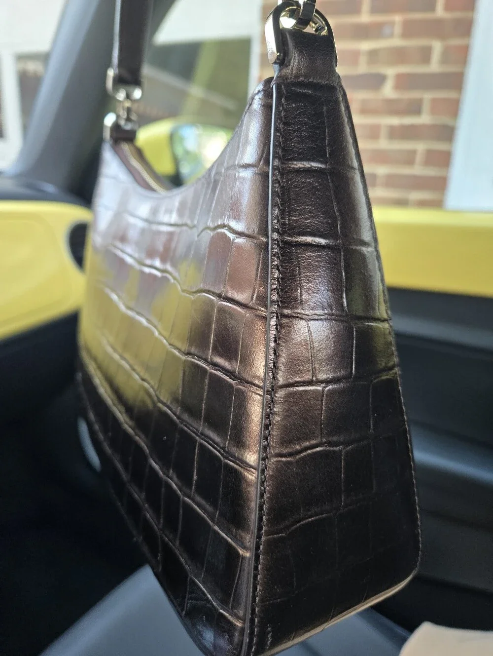 Kate spade Croc-Embossed Hobo Shoulder Bag + Wallet in Dark Brown